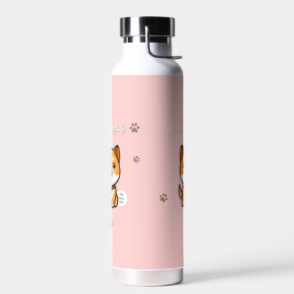 Cute White Kitten Water Bottle “Just Meow”