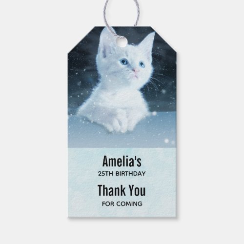 Cute White Kitten with Blue Eyes Event Thank You Gift Tags