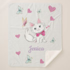 Cute White Kitten with Butterfly on pastel