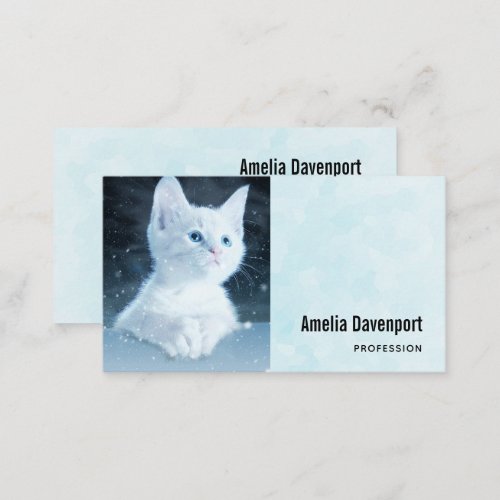 Cute White Kitten with Pretty Blue Eyes Business Card