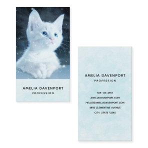 Cute White Kitten with Pretty Blue Eyes Business Card