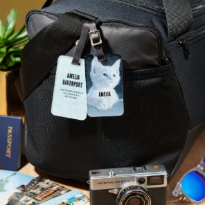 Cute White Kitten with Pretty Blue Eyes Luggage Tag