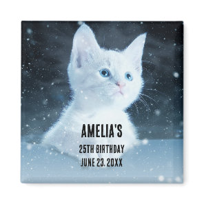 Cute White Kitten with Pretty Blue Eyes Magnet
