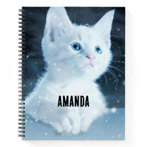 Cute White Kitten with Pretty Blue Eyes Notebook