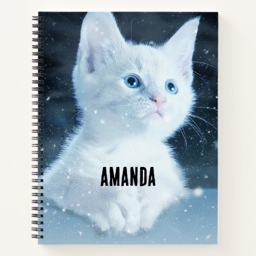 Cute White Kitten with Pretty Blue Eyes Notebook