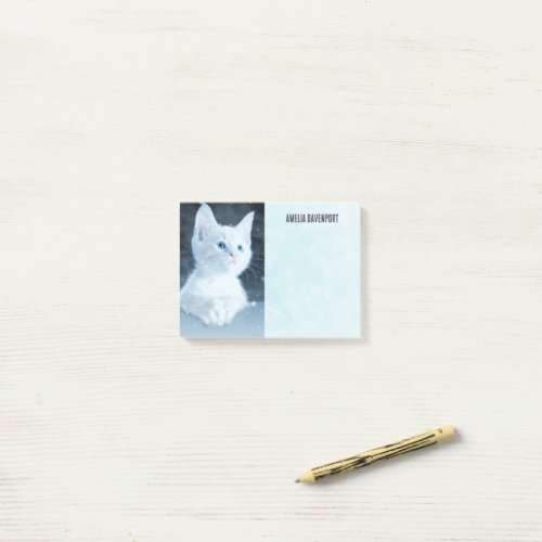 Cute White Kitten with Pretty Blue Eyes Post_it Notes