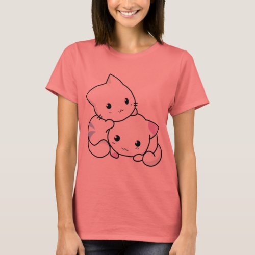 Cute White Kittens Hugging T_Shirt