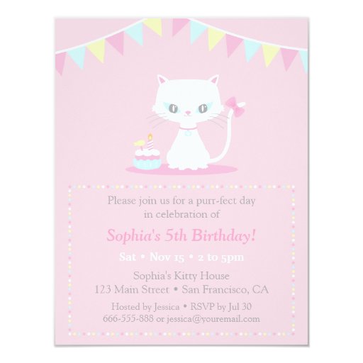 Kitty Cat Birthday Invitations 4