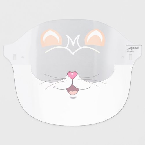 Cute white kitty cat cartoon in face shield