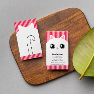 Cute White Kitty Cat Sitter Pet Business Card