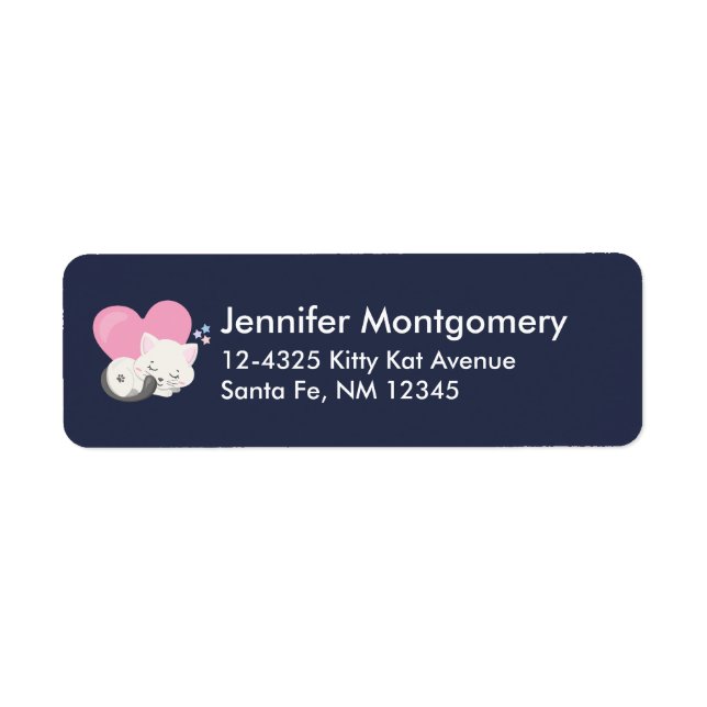 Cute White Kitty Cat Sleeping Label (Front)