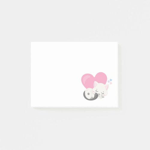 Cute White Kitty Cat Sleeping Post_it Notes