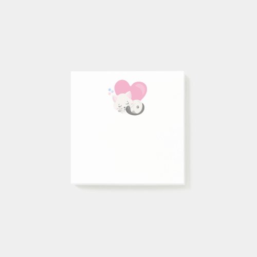 Cute White Kitty Cat Sleeping Post_it Notes