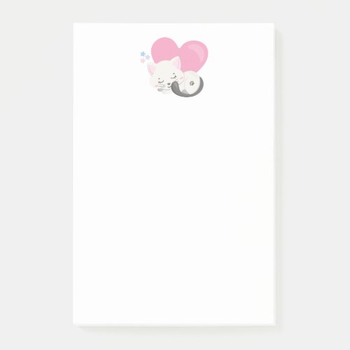 Cute White Kitty Cat Sleeping Post_it Notes