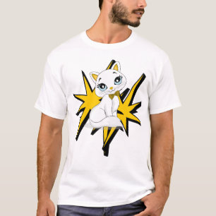 Cute White Kitty Pop Art Illustration T-Shirt