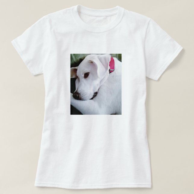 Cute White Lab Mix Dog T-Shirt (Design Front)