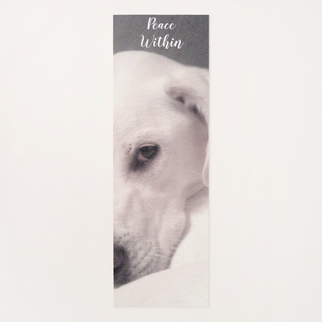 Cute White Labrador mix Dog Gray Yoga Mat (Front)