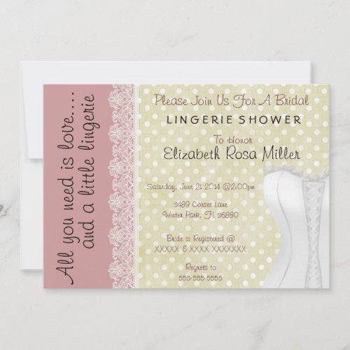 Cute White Lace Corset Lingerie Bridal Shower Invitation