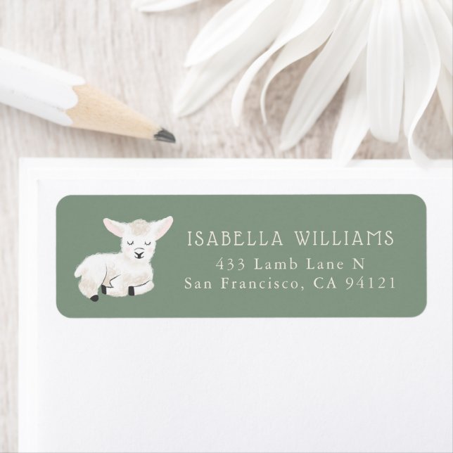 Cute White Lamb Return Address Label (Insitu)