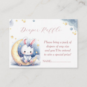 Cute white little bunny sitting on the moon enclosure card
