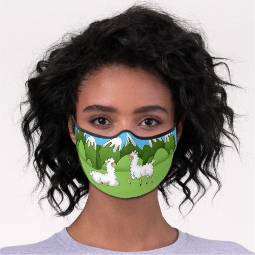 Cute White Llamas Premium Face Mask