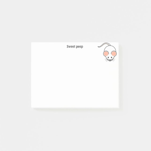 Cute white mouse & calligraphy post-it notes (Front)