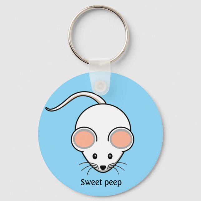 Cute white mouse cartoon keychain (Front)