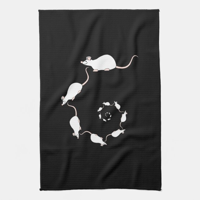 Cute White Mouse Design. Spiral of Mice. Towel (Vertical)
