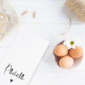 Cute White Name and Heart Tea Towel (Front)