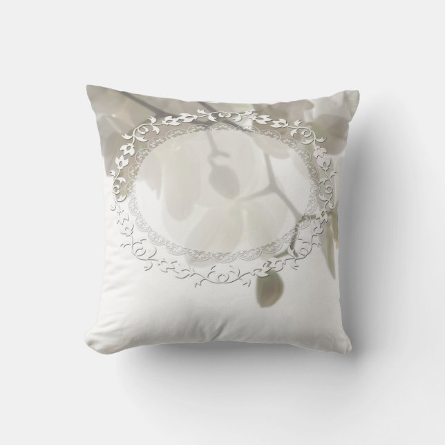 Cute white orchids throw pillow (Front)