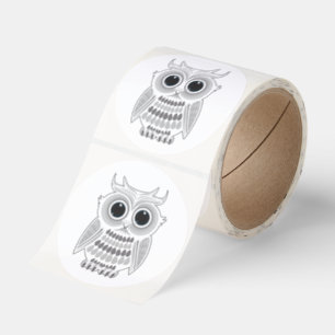 Cute White Owl Big Eyes Kawaii Woodland Cartoon Classic Round Sticker