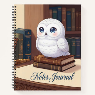 Cute White Owl Notes Journal
