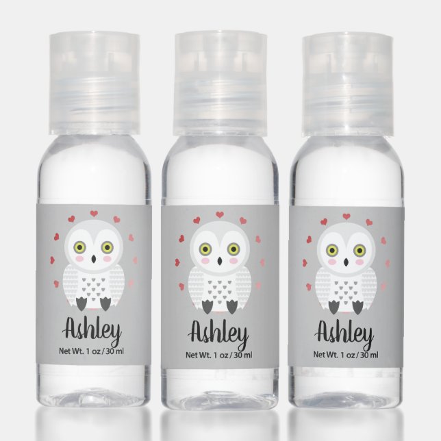 Cute White Owl Personalized Hand Sanitizer (Set)