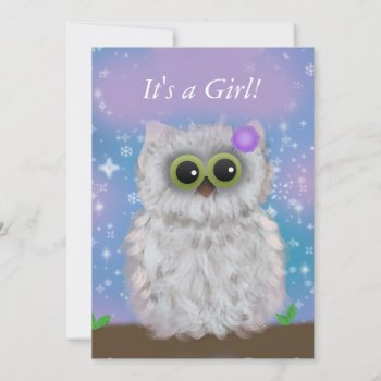 Cute White Owl Winter Girl Snowflake Shower Invite by LittleThingsDesigns at Zazzle