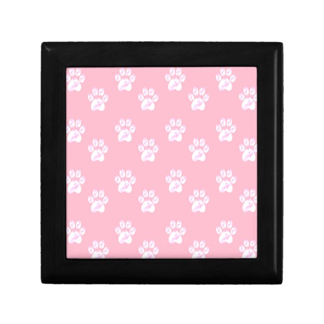 Cute white paw pattern on pink gift box (Front)