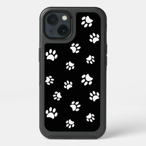 Cute White Paw Prints Pattern iPhone 13 Case