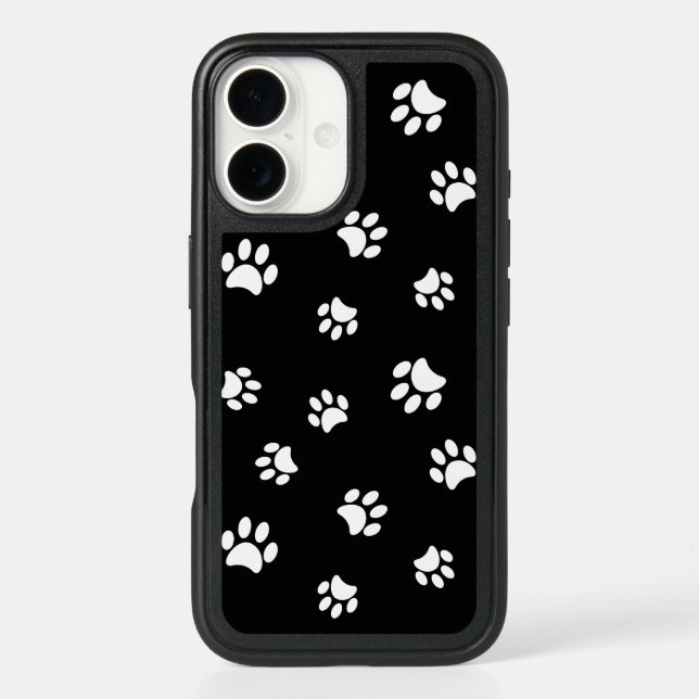 Cute White Paw Prints Pattern Otterbox iPhone Case (Back)
