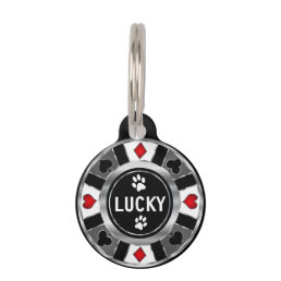 Cute White Paws on Poker Chip | Personalize   Pet ID Tag