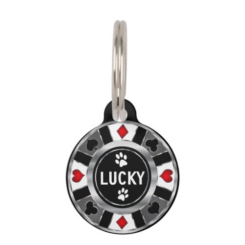 Cute White Paws on Poker Chip  Personalize   Pet ID Tag