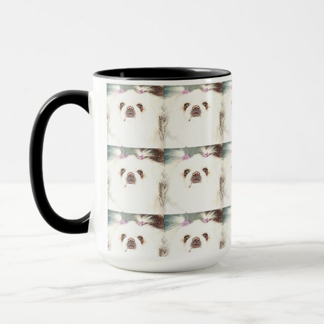 Cute White Pekingese Dog "Sugar" Mug (Left)