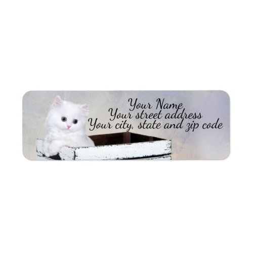 Cute White Persian Kitten Label