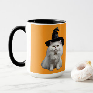 Cute White Persian Witch Halloween Mug