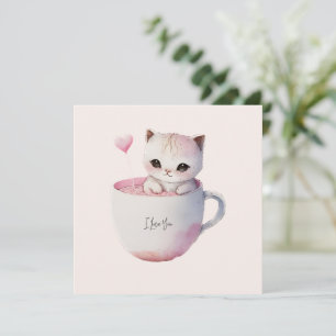 Cute White-Pink Cat in a Tea Cup (4)