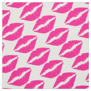Cute white pink kisses pattern fabric