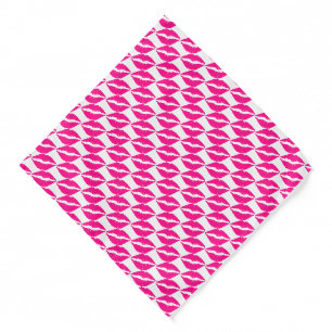 Cute white pink kisses pattern neck tie bandana