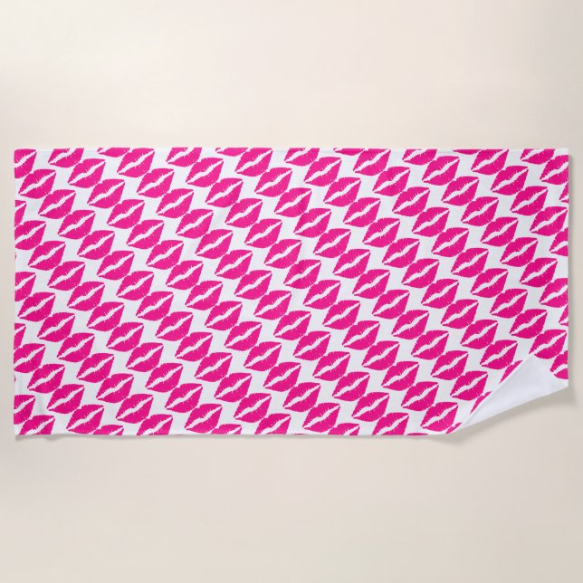 Cute white pink kisses pattern neck tie Case-Mate  Beach Towel (Front)