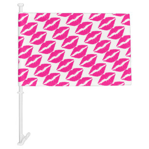 Cute white pink kisses pattern neck tie Case-Mate Car Flag