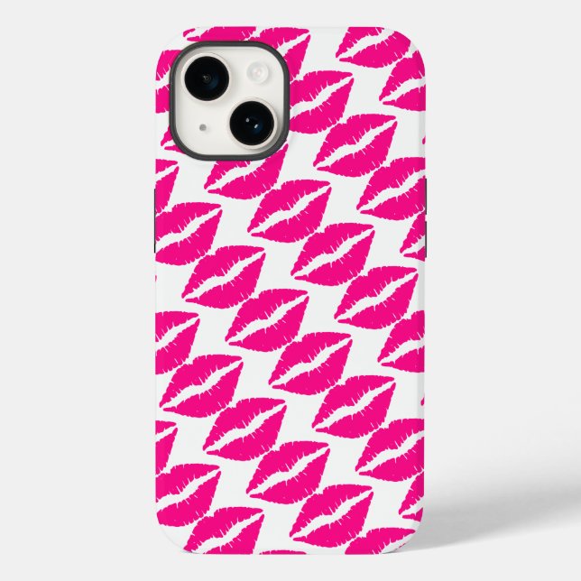 Cute white pink kisses pattern neck tie Case-Mate iPhone case (Back)