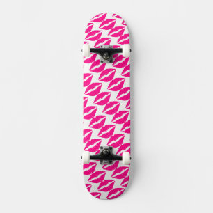 Cute white pink kisses pattern neck tie Case-Mate Skateboard