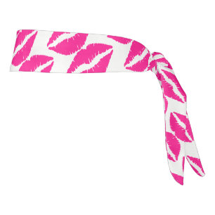 Cute white pink kisses pattern neck tie headband